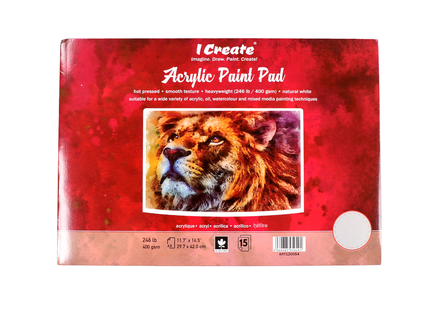 I Create A3 Acrylic Paint Pad | 400 gsm, 15 Sheets