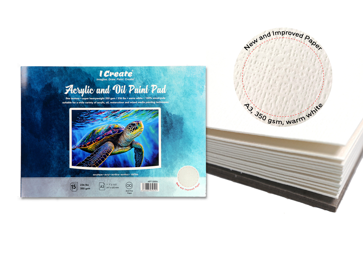 I Create A3 Acrylic and Oil Paint Pad | 350 gsm, 15 Sheets