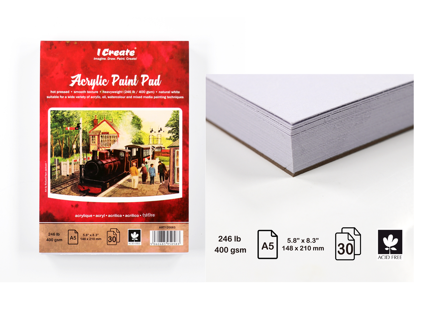 I Create A5 Acrylic Paint Pad | 400 gsm, 30 Sheets