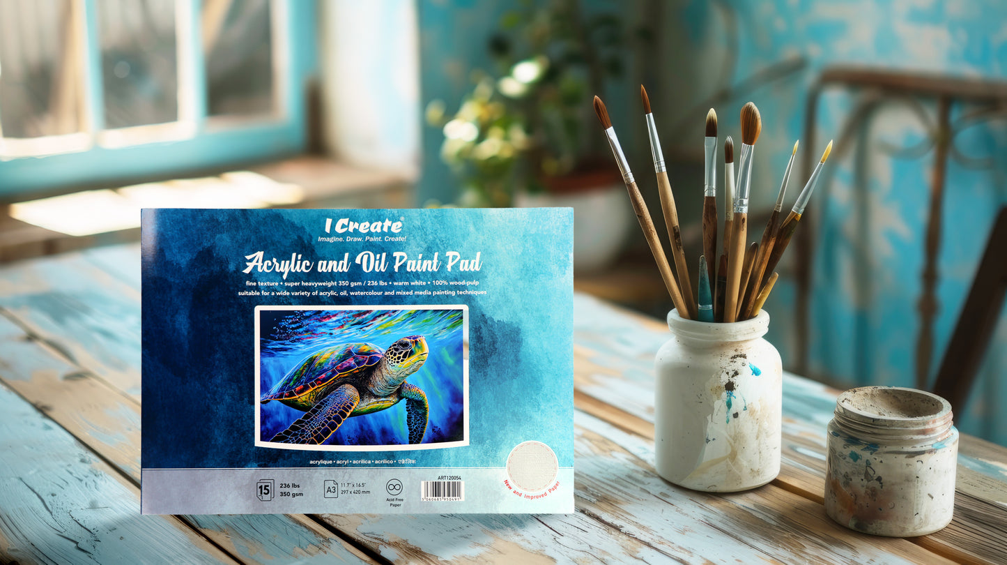 I Create A3 Acrylic and Oil Paint Pad | 350 gsm, 15 Sheets